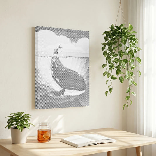 Baleine bondissante dans l’océan • Peinture par points