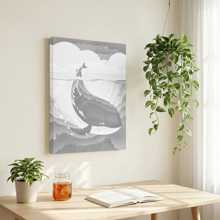 Baleine bondissante dans l’océan • Peinture par points