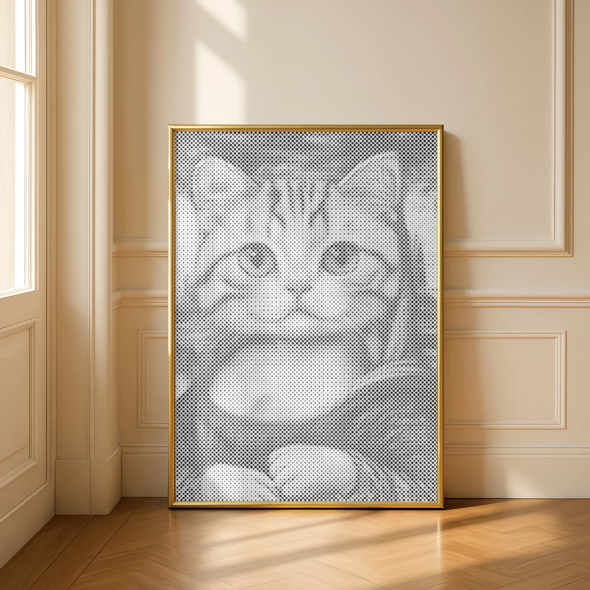 Chat Mona Lisa • Peinture par points en œuvre de peinture par points terminée