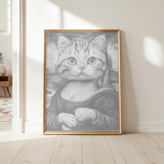 Chat Mona Lisa • Peinture par points