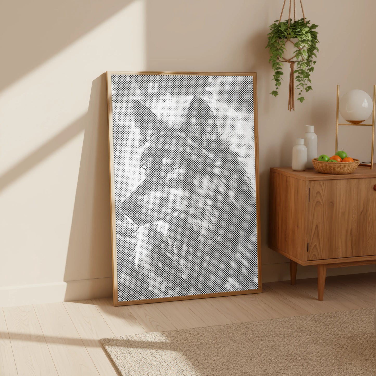 Loup lunaire • Peinture par points