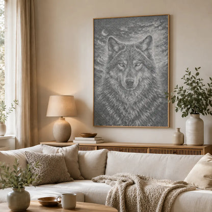 Loup au clair de lune • Peinture par points