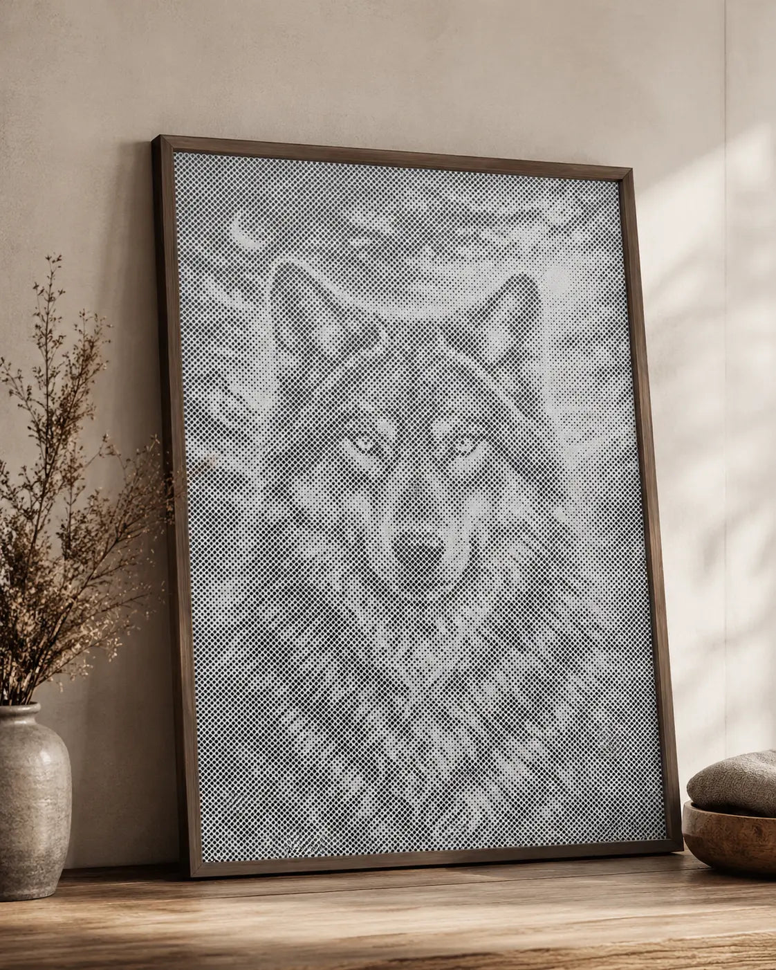 Loup au clair de lune • Peinture par points