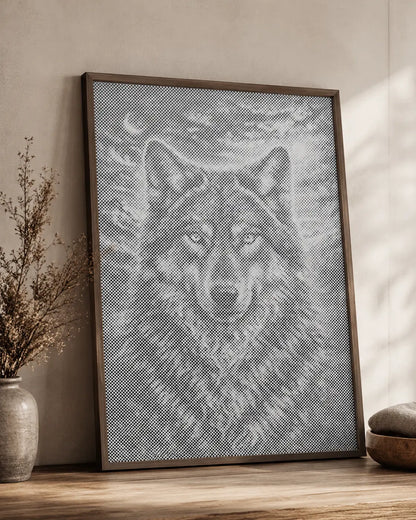 Loup au clair de lune • Peinture par points
