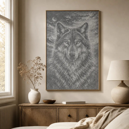 Loup au clair de lune • Peinture par points
