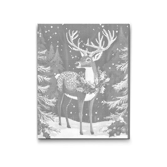 punktmalerei reh im winterwald vorlage