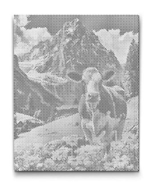 Kuh auf einer Wiese als moderne Dot Art Wandkunst in Punkttechnik