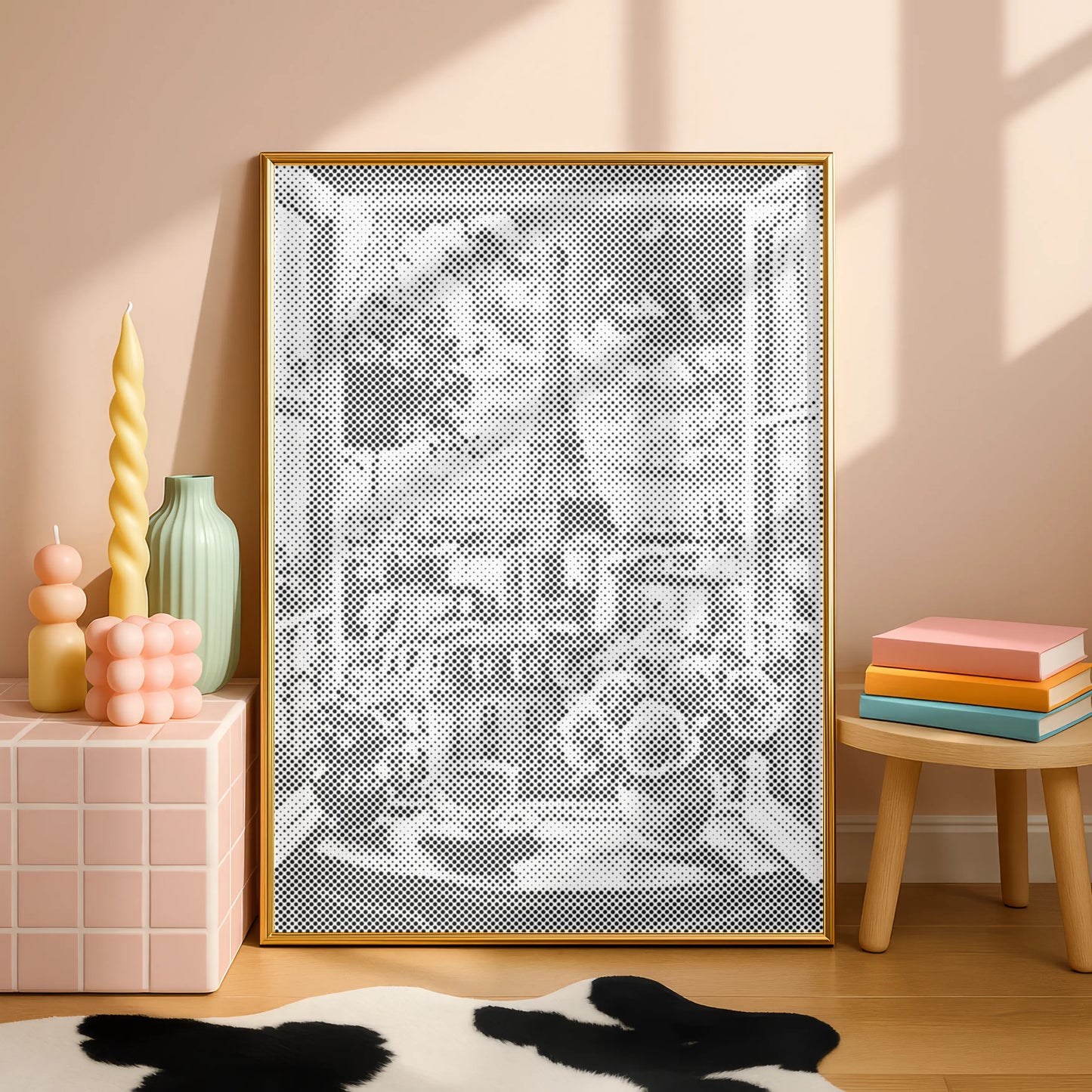 Pariser Fensterblick – Eiffelturm | Peinture par Points Artisanale Kit Complet