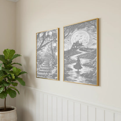 Chemin vers la maison hantée • Peinture par points