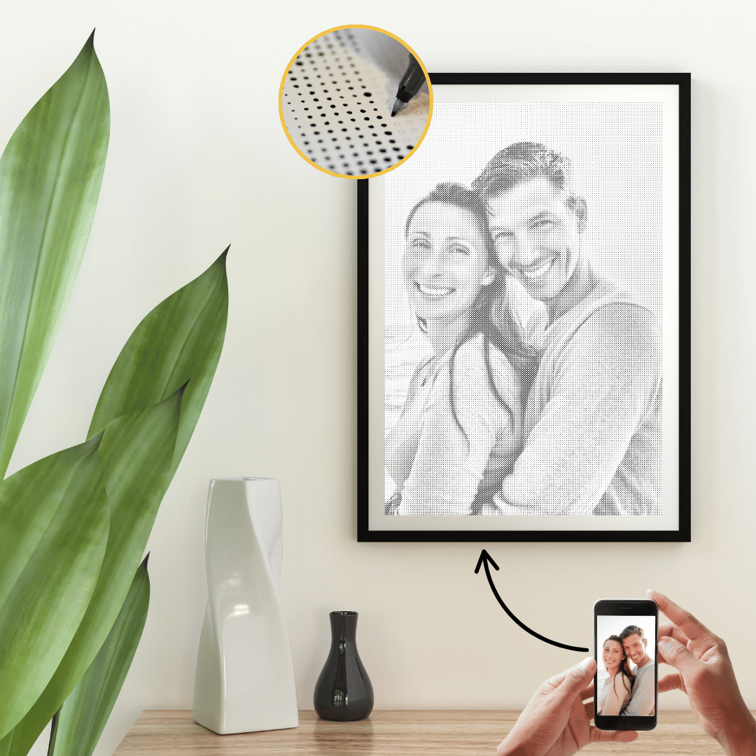 Personalisiertes Dot Painting aus Foto eines Haustiers