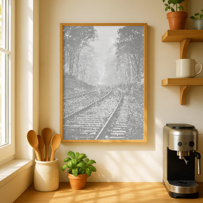 Gleise im Nebel – Wald | Peinture par Points Artisanale Kit Complet