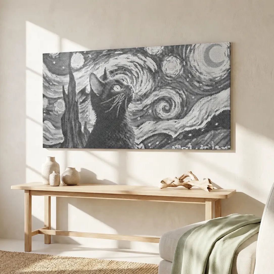 Sternennacht Katze | Peinture par Points Artisanale Kit Complet en œuvre de peinture par points terminée