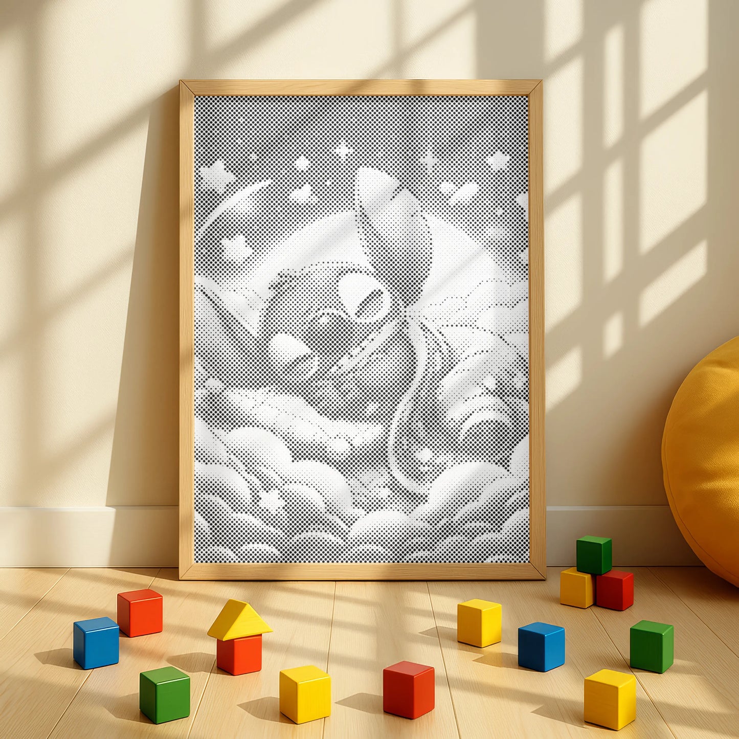 Stitch endormi sur les nuages • Peinture par points