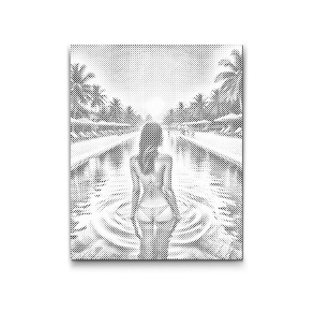 Dot Painting Strandmotiv mit Palmen und Sonnenuntergang