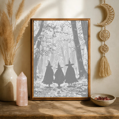 Trois sorcières dans la forêt • Peinture par points
