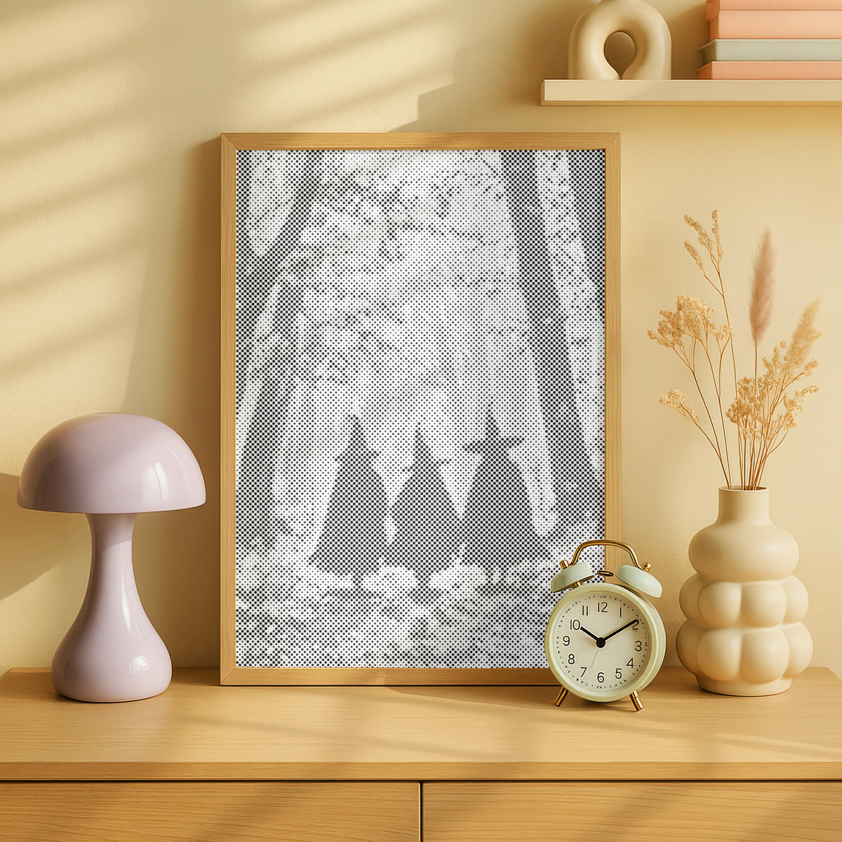 Trois sorcières dans la forêt • Peinture par points en œuvre de peinture par points terminée