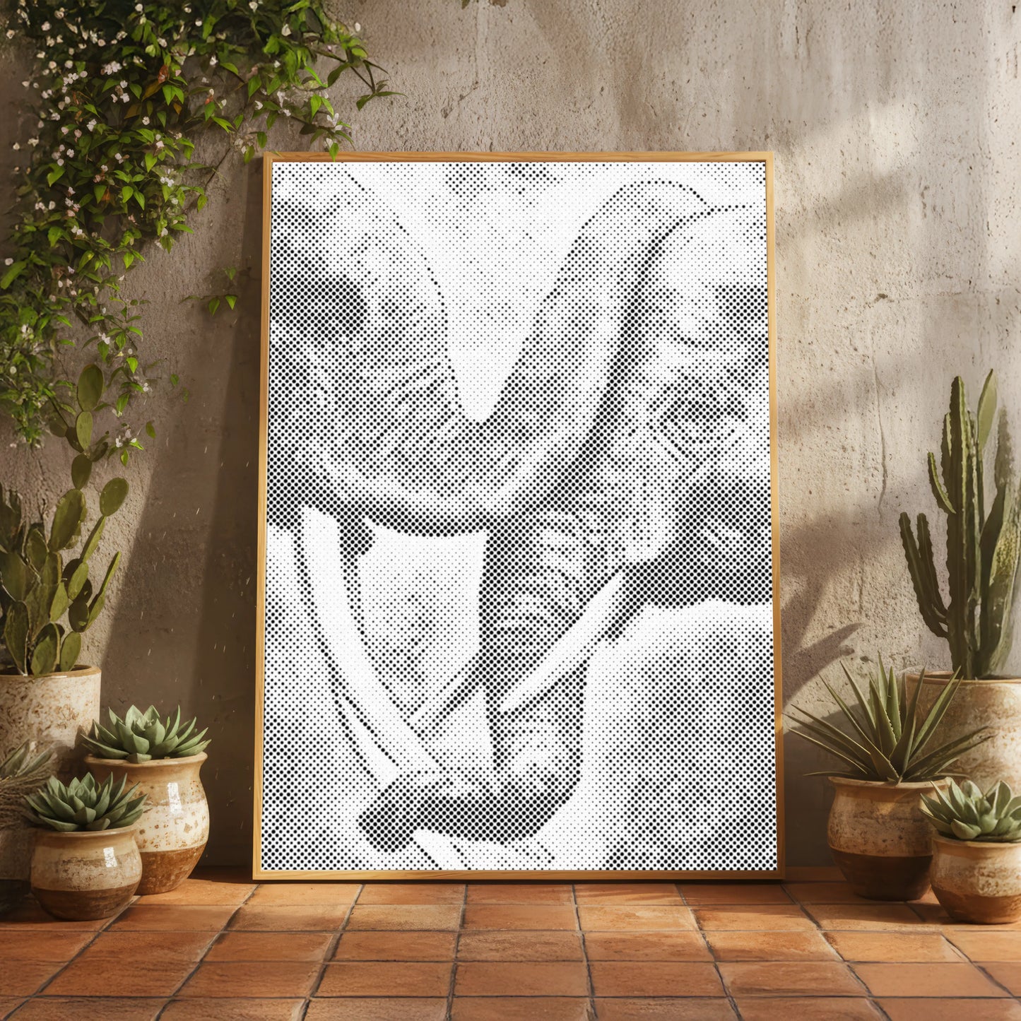 Deux éléphants aux trompes entrelacées • Peinture par points