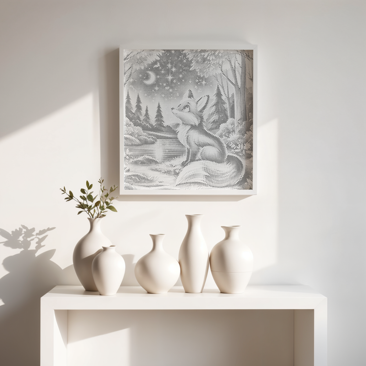Sternennacht im Wald | Peinture par Points Artisanale Kit Complet en œuvre de peinture par points terminée