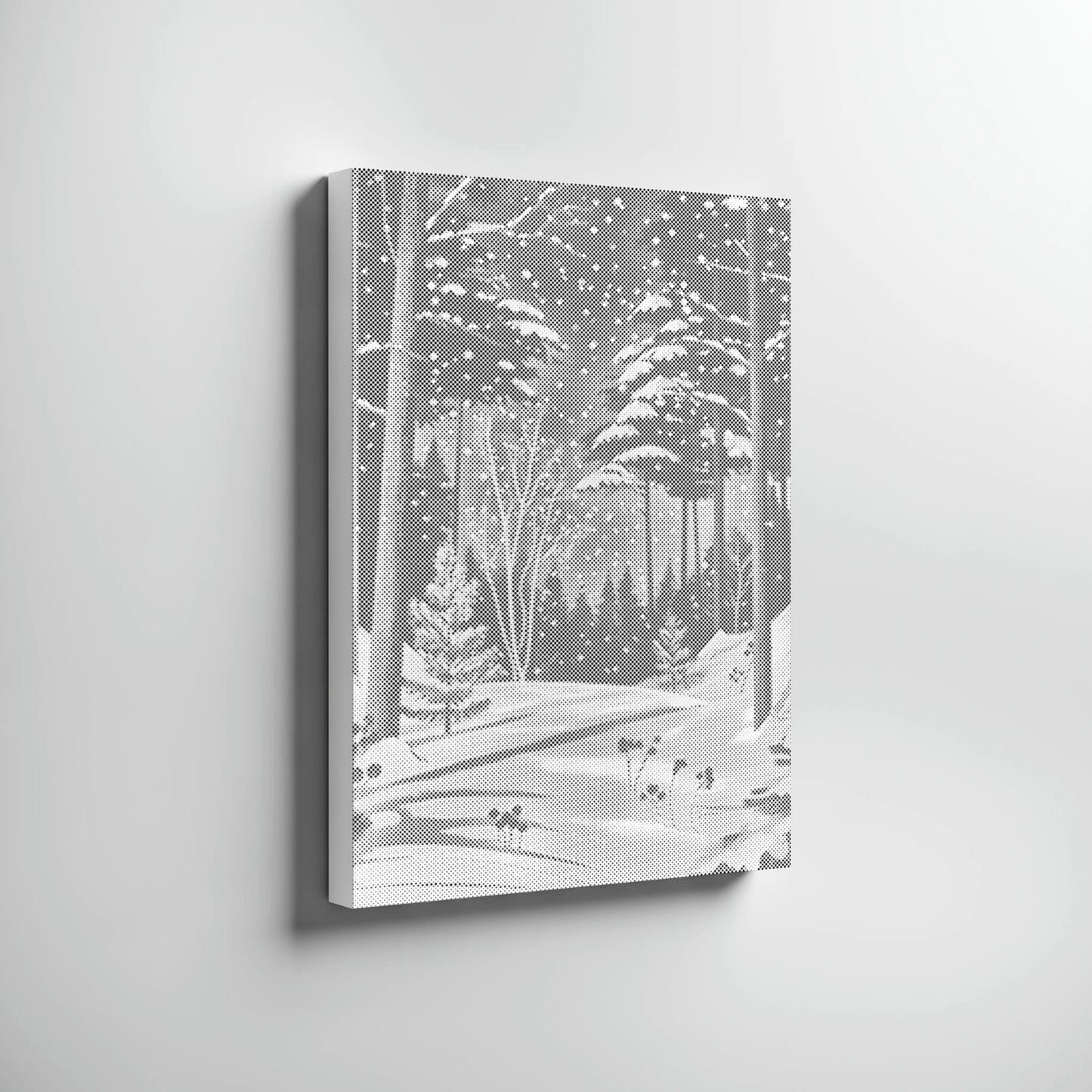 Forêt d’hiver sous la neige • Peinture par points