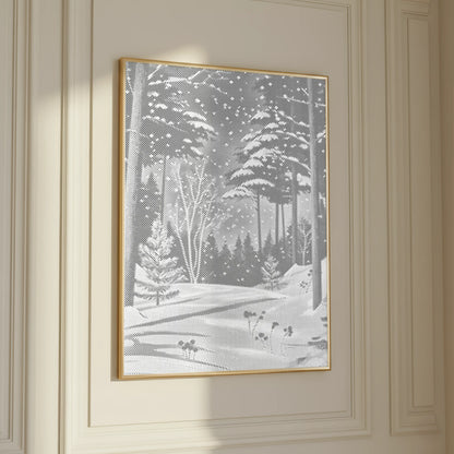 Forêt d’hiver sous la neige • Peinture par points