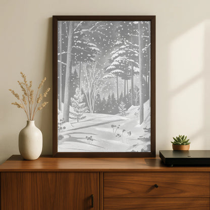Forêt d’hiver sous la neige • Peinture par points