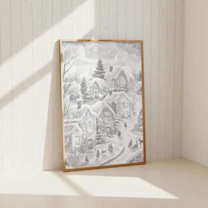 Village d’hiver sous la neige • Peinture par points