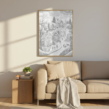 Village d’hiver sous la neige • Peinture par points