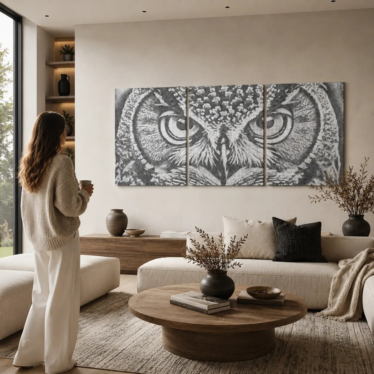 Œuvre Paint By Dots terminée dans un intérieur calme