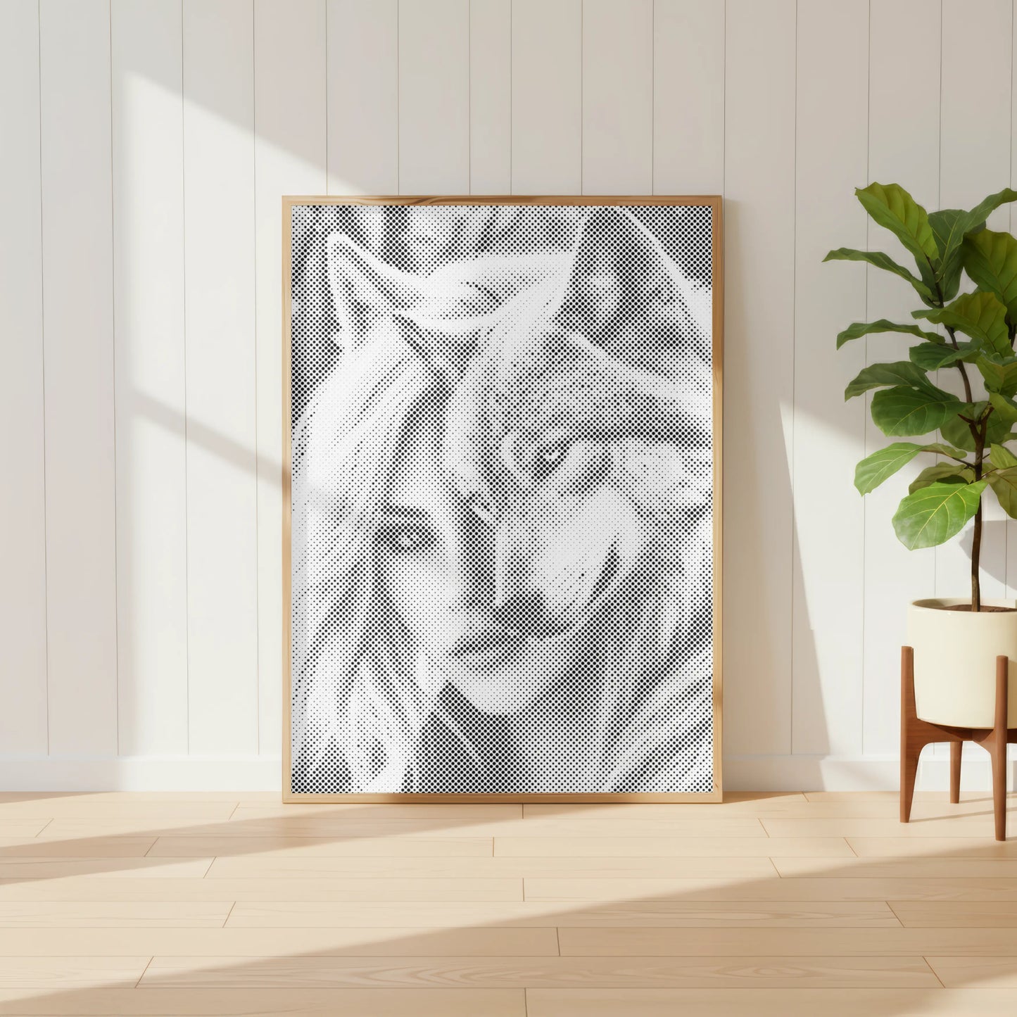 Frau & Wolf – Doppelporträt | Peinture par Points Artisanale Kit Complet