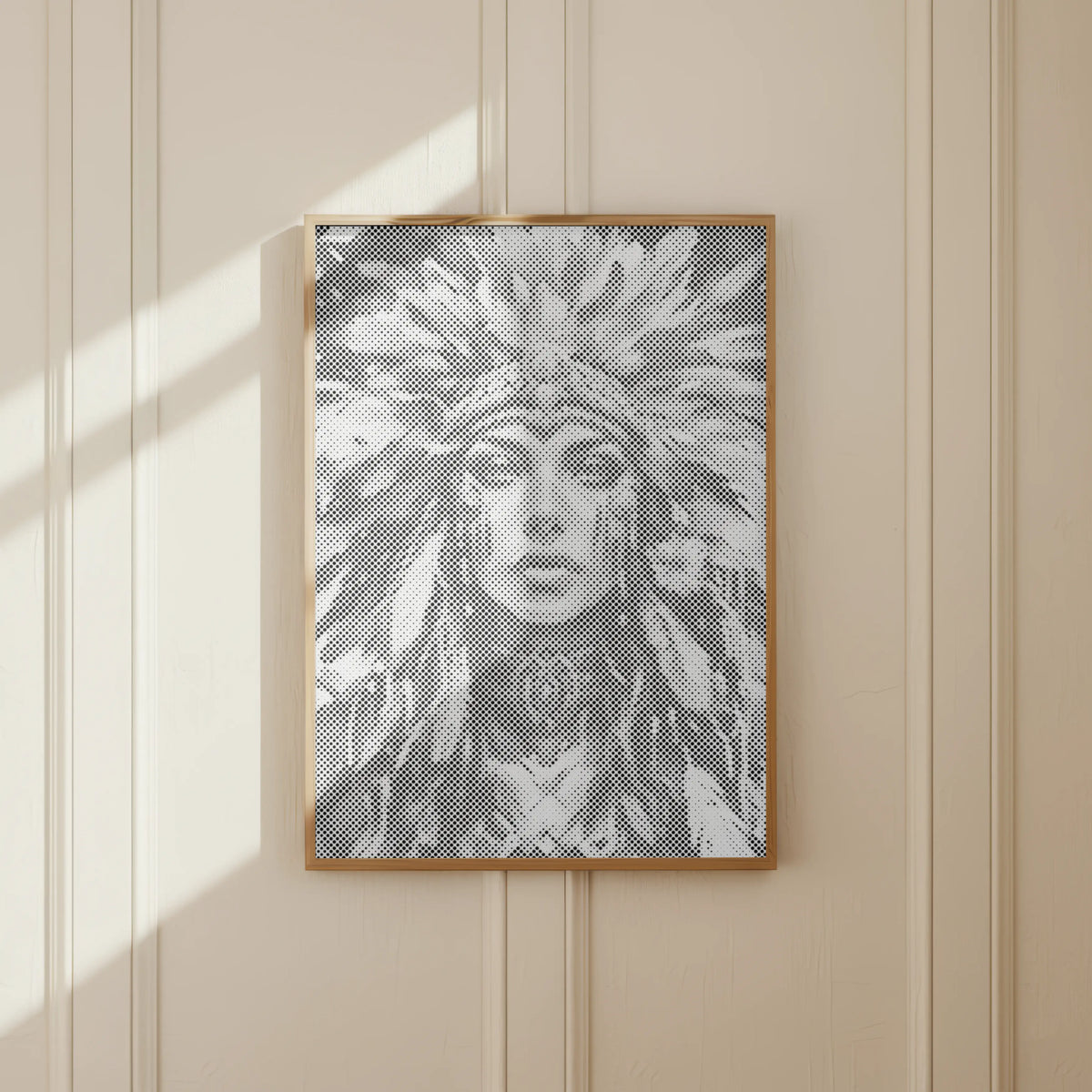 Femme à la couronne de plumes • Peinture par points en œuvre de peinture par points terminée