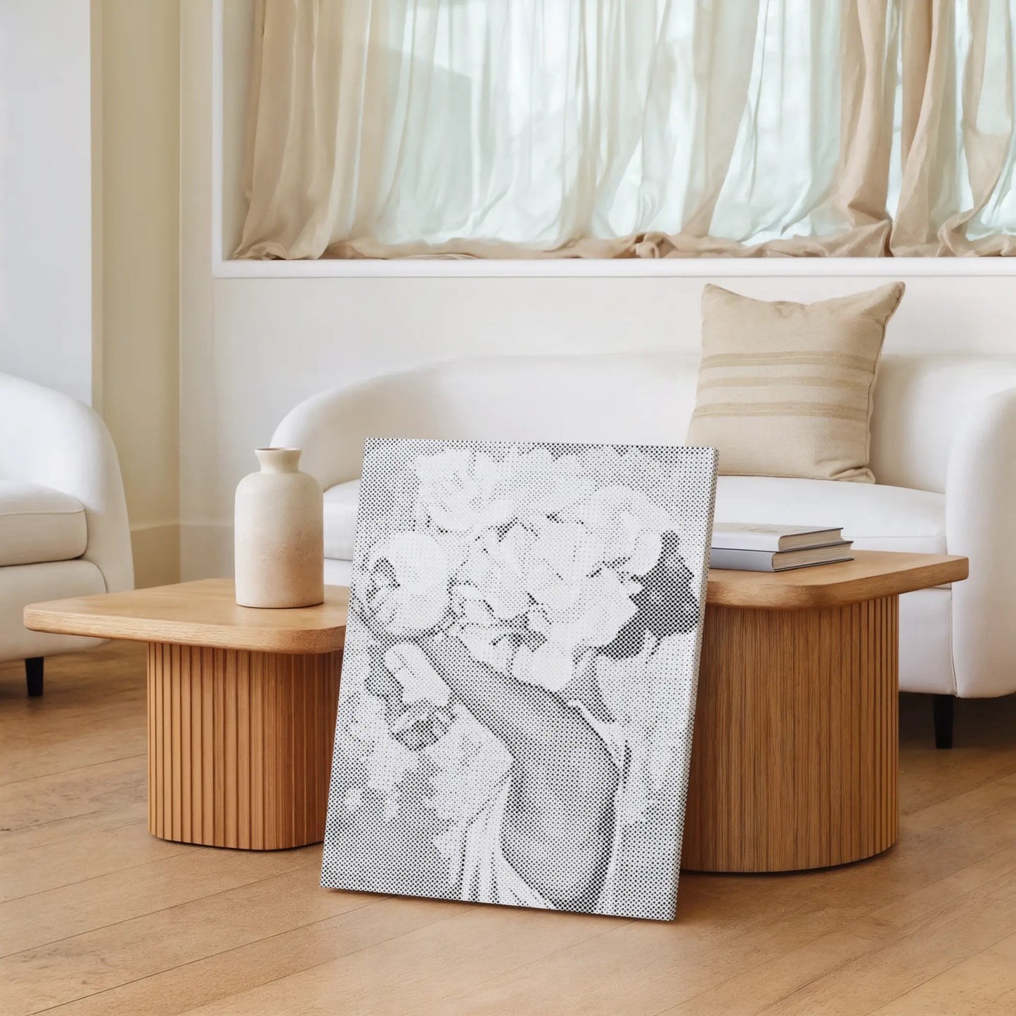 Femme à la couronne de fleurs • Peinture par points