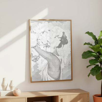 Femme à la couronne de fleurs • Peinture par points