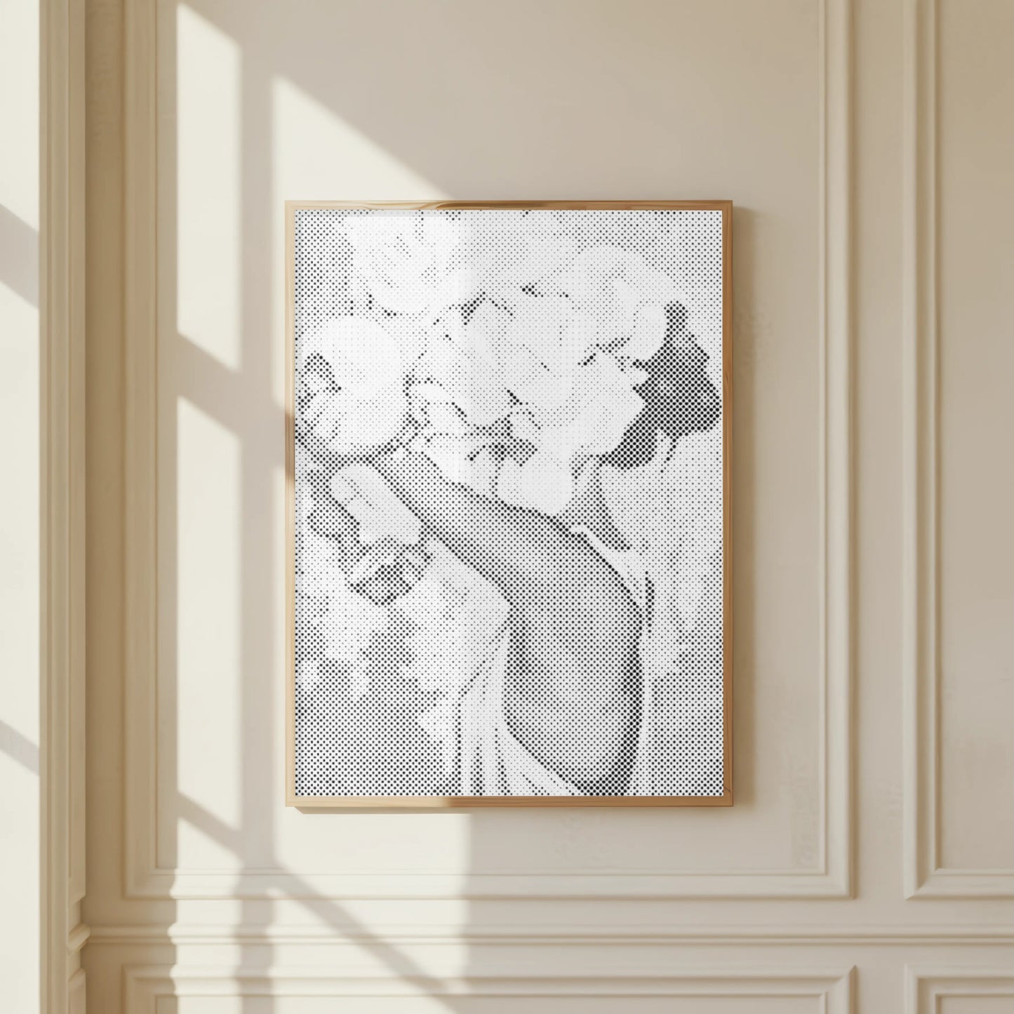 Femme à la couronne de fleurs • Peinture par points