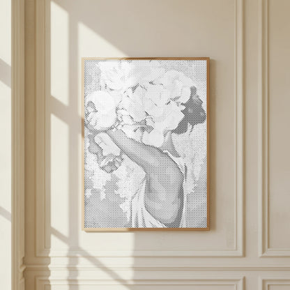 Femme à la couronne de fleurs • Peinture par points