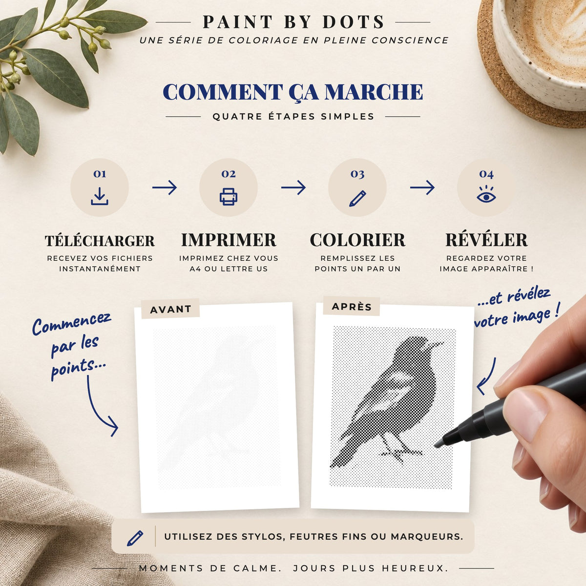 Comment télécharger, imprimer et remplir les cercles du livre Portraits d'oiseaux