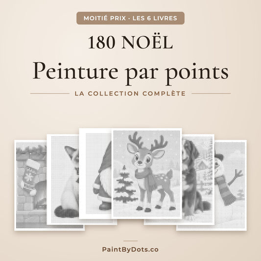 Lot Collection Noël complète de peinture par points avec 180 pages à imprimer de 6 livres