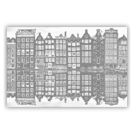 Dot Painting Häuser von Amsterdam – Punktmalerei Stadtmotiv mit Grachtenhäusern