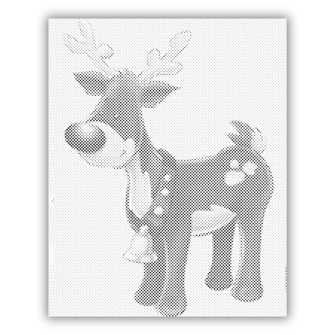 Rudolph das rotnasige RenAnimal Naturel | Peinture par Points Artisanale Kit Complet en œuvre de peinture par points terminée