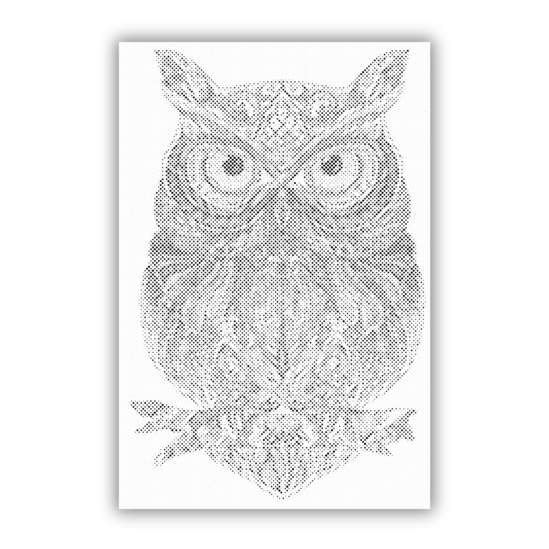 Dot Painting Eulen-Mandala – Punktmalerei Motiv mit Eule im Mandala-Stil