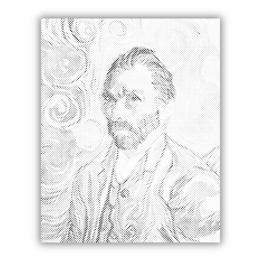 Dot Painting Selbstporträt Vincent van Gogh – Punktmalerei Version des berühmten Künstlerporträts