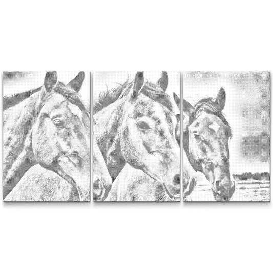 Amoureux des chevaux | Peinture à points en trois parties