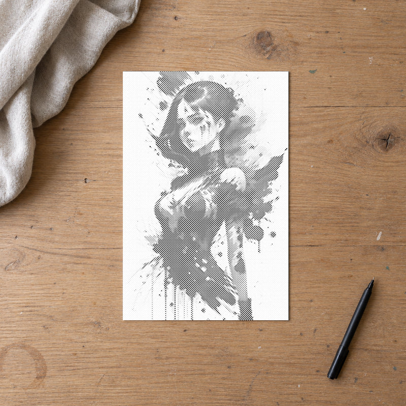 Provokative Frau | Peinture par Points Artisanale Kit Complet en œuvre de peinture par points terminée