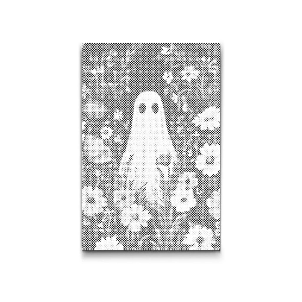 Dot Painting: kleiner Geist zwischen vielen Blumen im Feld